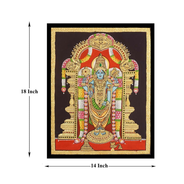 14*18 TANJORE PAINTING SRINIVASA Authentic With 22 Ct Gold Foil and Jaipur Gemstones,Unframed | SHOBITAM