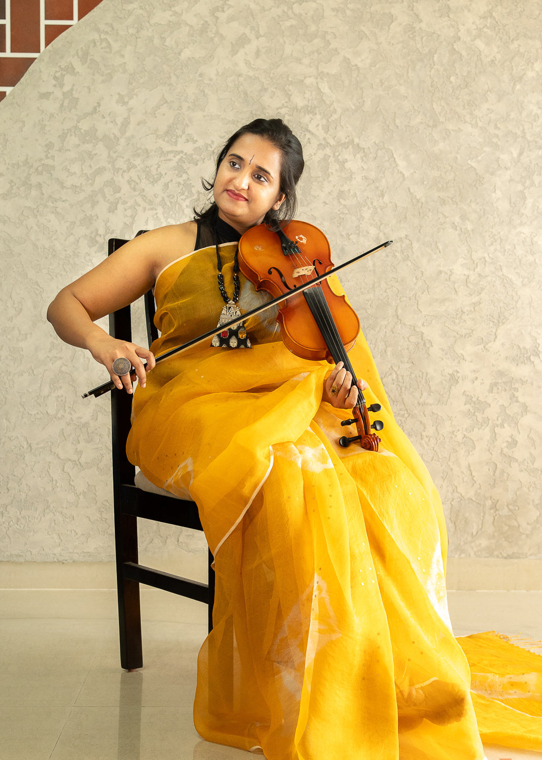 Yellow Handwoven Muslin Silk Saree Bhadra | SILK MARK CERTIFIED | SHOBITAM