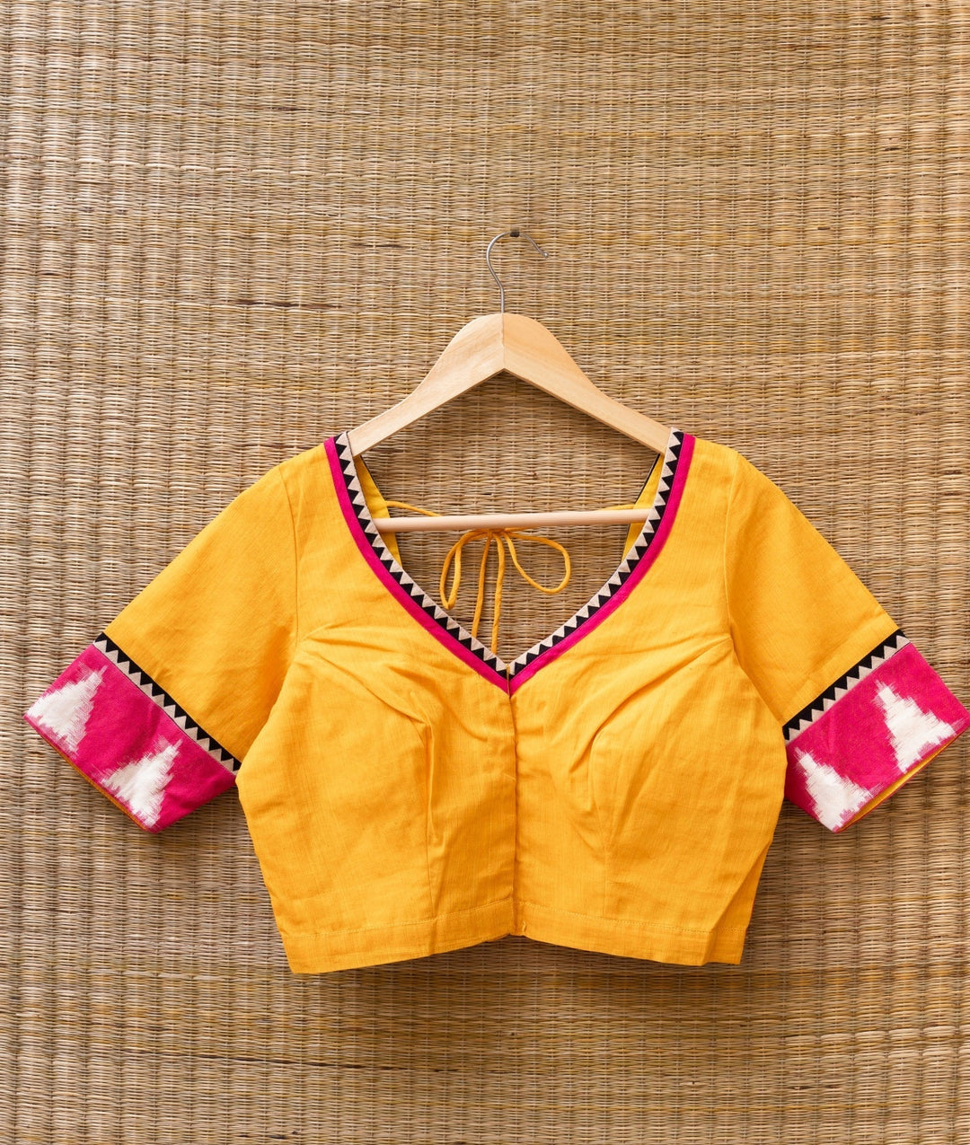 Yellow Kanchi Cotton Ikkat Blouse Midas Love | SHOBITAM