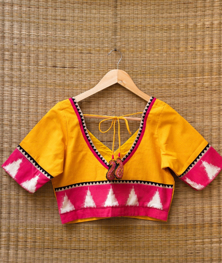 Yellow Kanchi Cotton Ikkat Blouse Midas Love | SHOBITAM