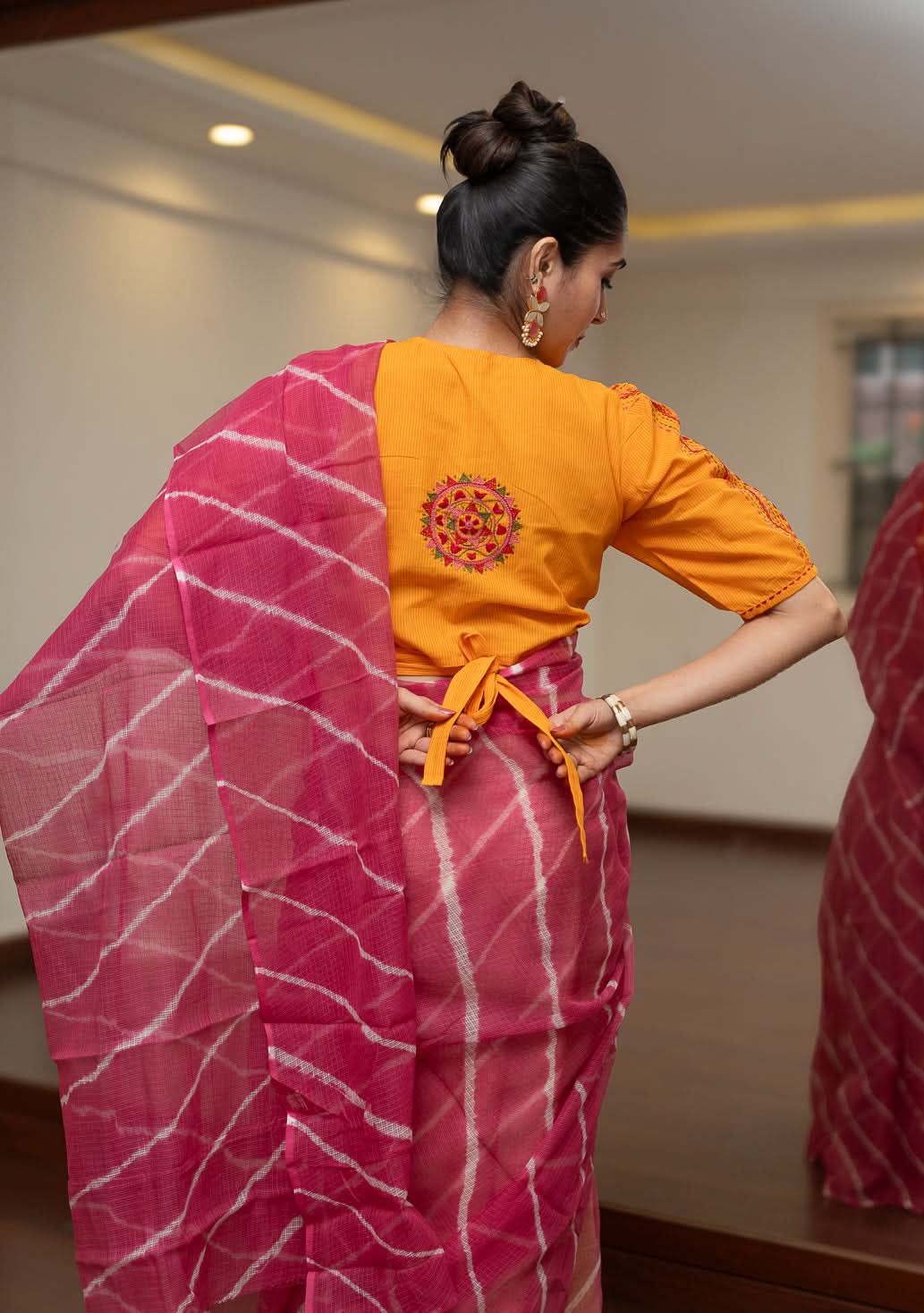 Yellow Lambani Embroidery Tie-Blouse Apsara | SHOBITAM