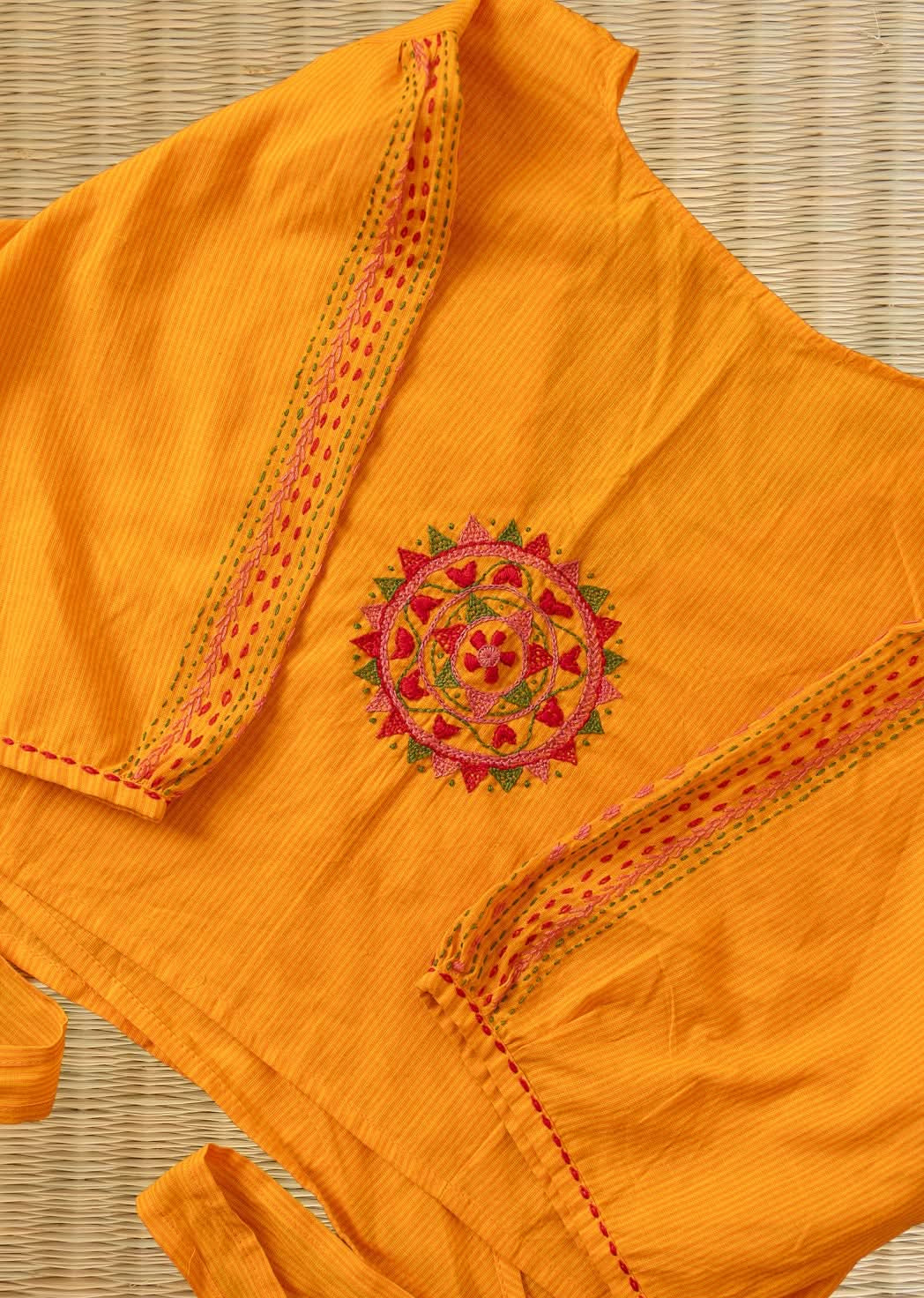 Yellow Lambani Embroidery Tie-Blouse Apsara | SHOBITAM
