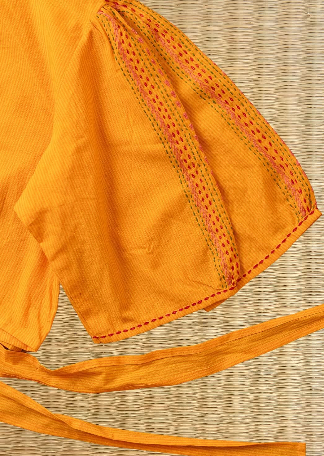 Yellow Lambani Embroidery Tie-Blouse Apsara | SHOBITAM