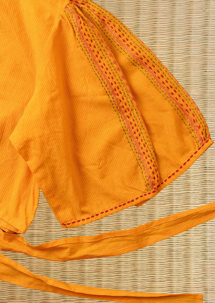Yellow Lambani Embroidery Tie-Blouse Apsara | SHOBITAM