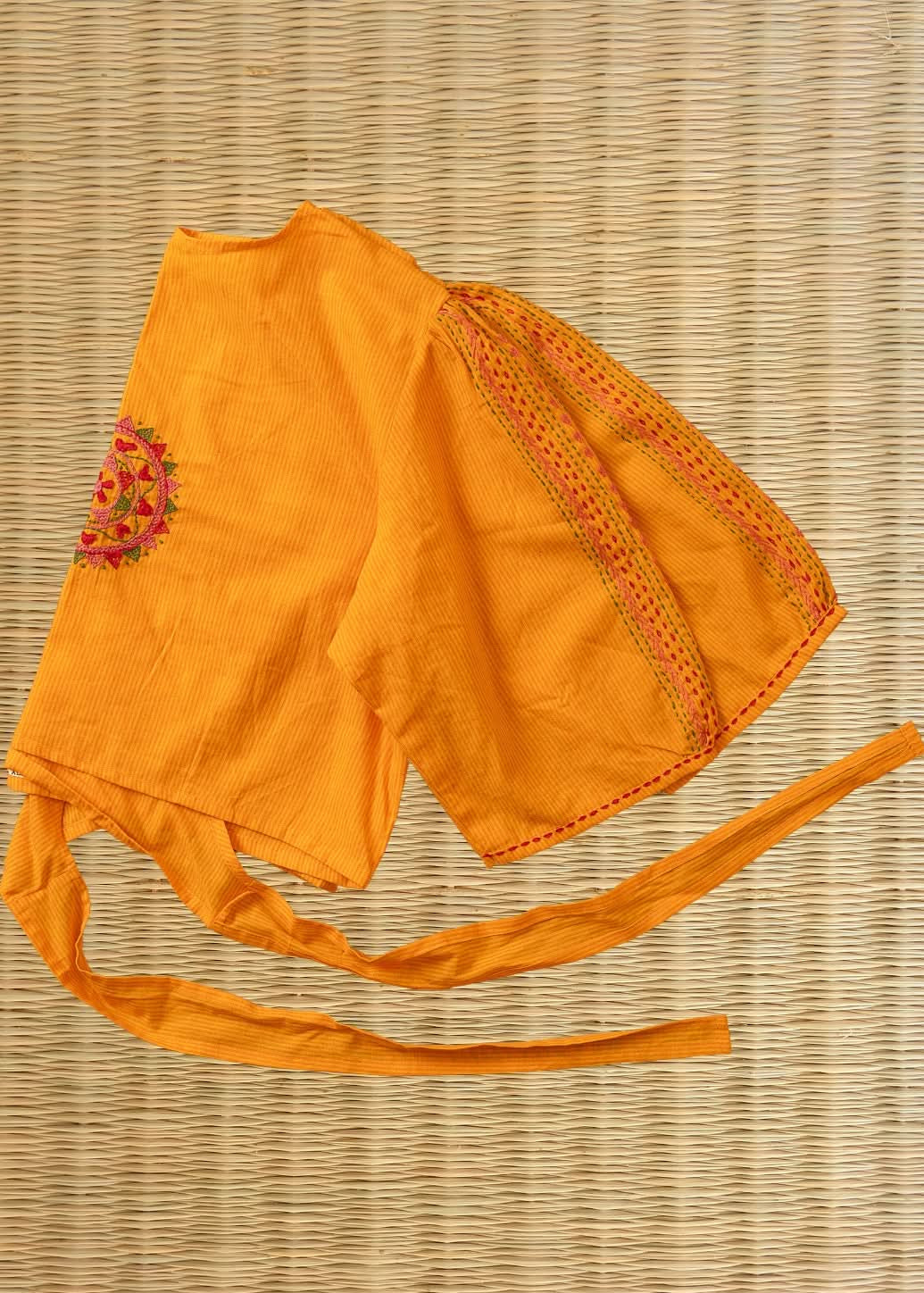 Yellow Lambani Embroidery Tie-Blouse Apsara | SHOBITAM