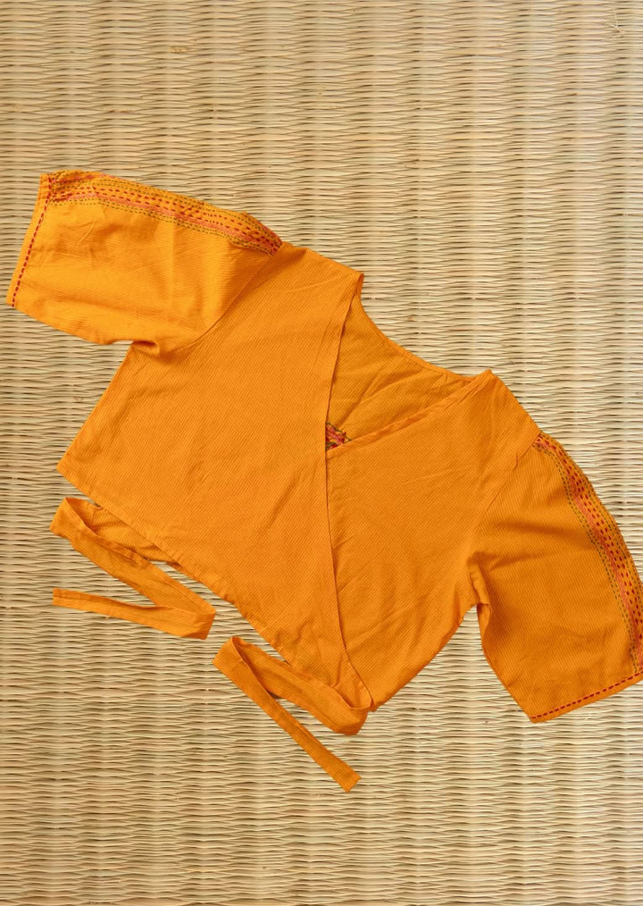 Yellow Lambani Embroidery Tie-Blouse Apsara | SHOBITAM