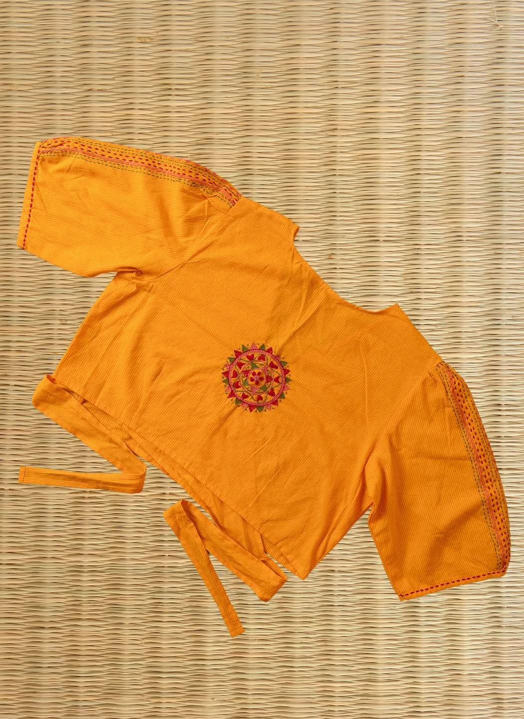 Yellow Lambani Embroidery Tie-Blouse Apsara | SHOBITAM
