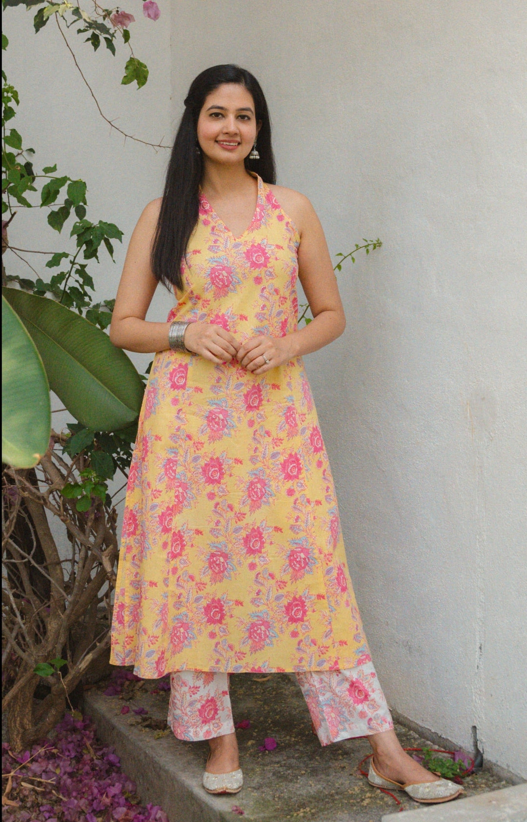 PEONY Yellow Printed Cotton Kurta Set Of 2