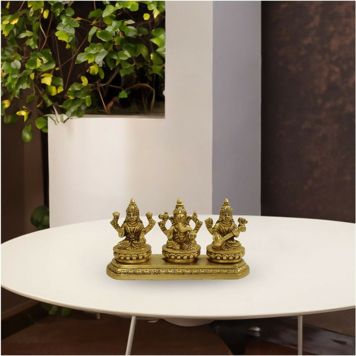 Brass Trimurti Ganesh, Lakshmi and Saraswati Idol | SHOBITAM