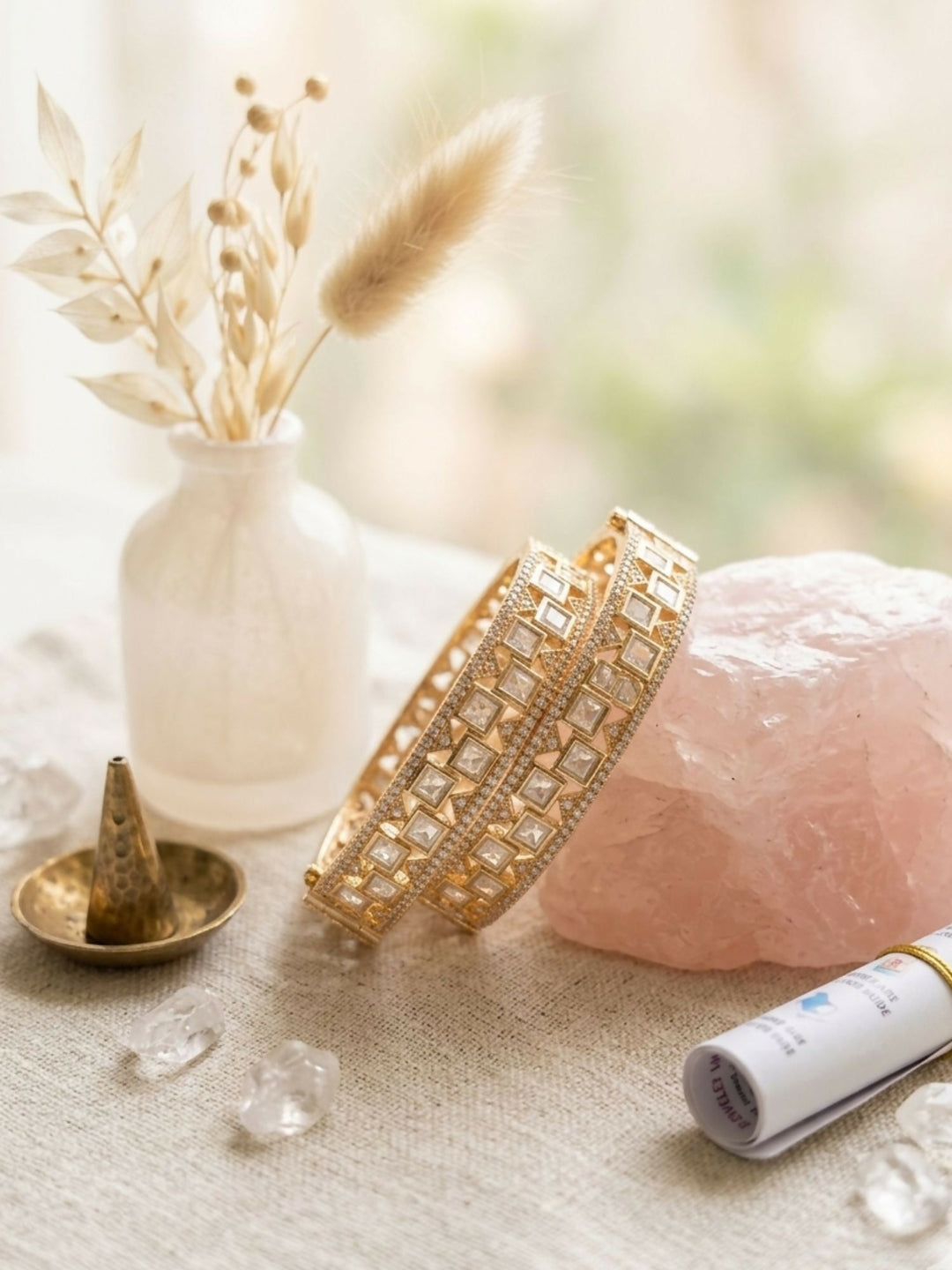 Gold Plated Polki Diamond Bangles | SHOBITAM