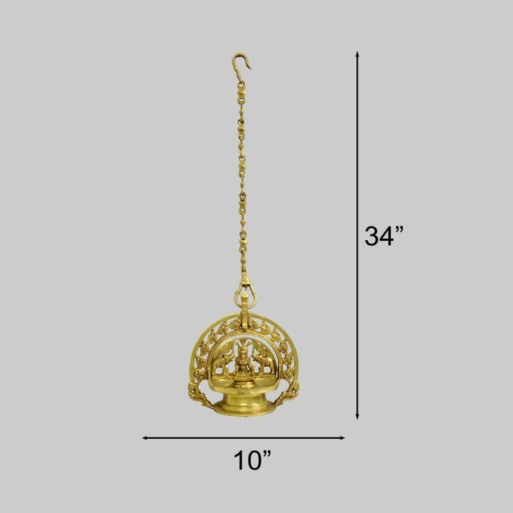 BRASS GAJA LAKSHMI HANGING OIL LAMP 34*10*8 | SHOBITAM