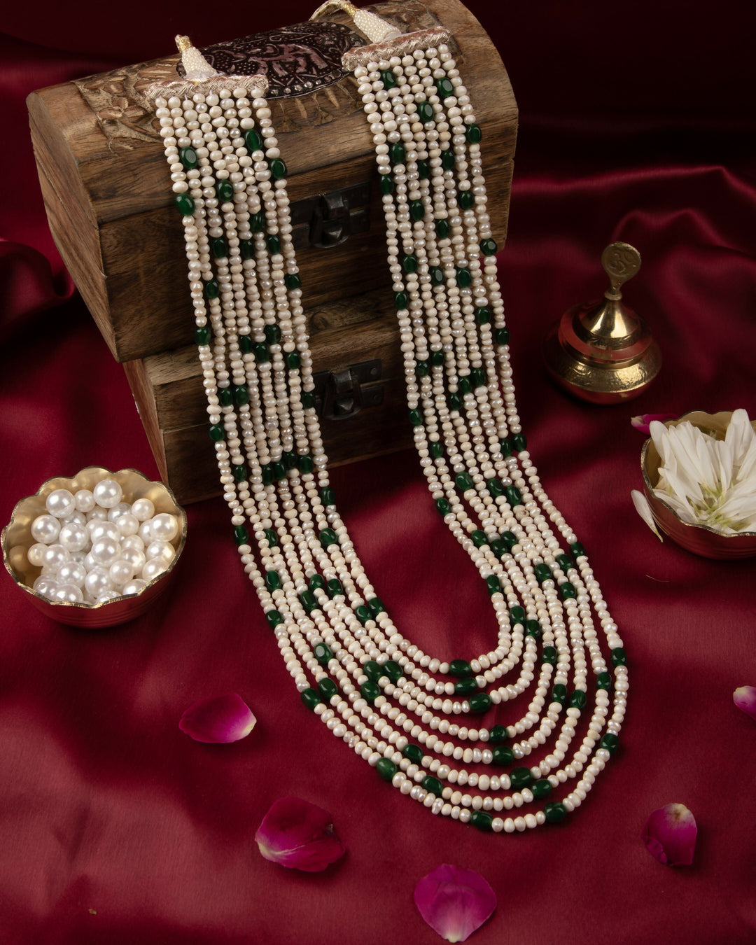 Pravaah – Eight Layer Green Onyx Mala | SHOBITAM