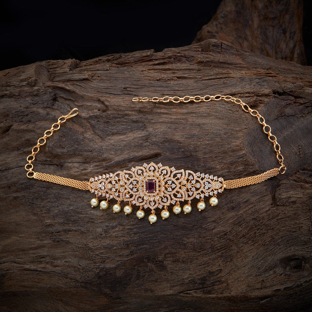 Cz Stone  Bajuband with Dangling Beads and Adjustable Chain, Single piece