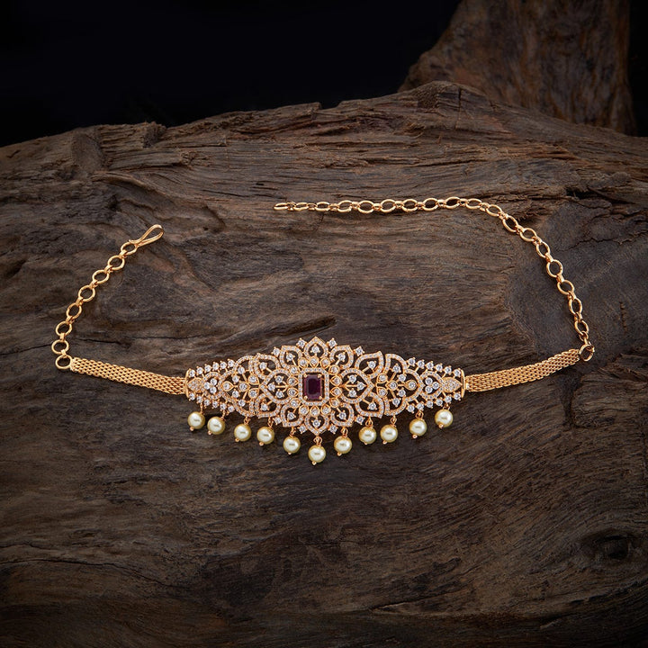 Cz Stone  Bajuband with Dangling Beads and Adjustable Chain, Single piece