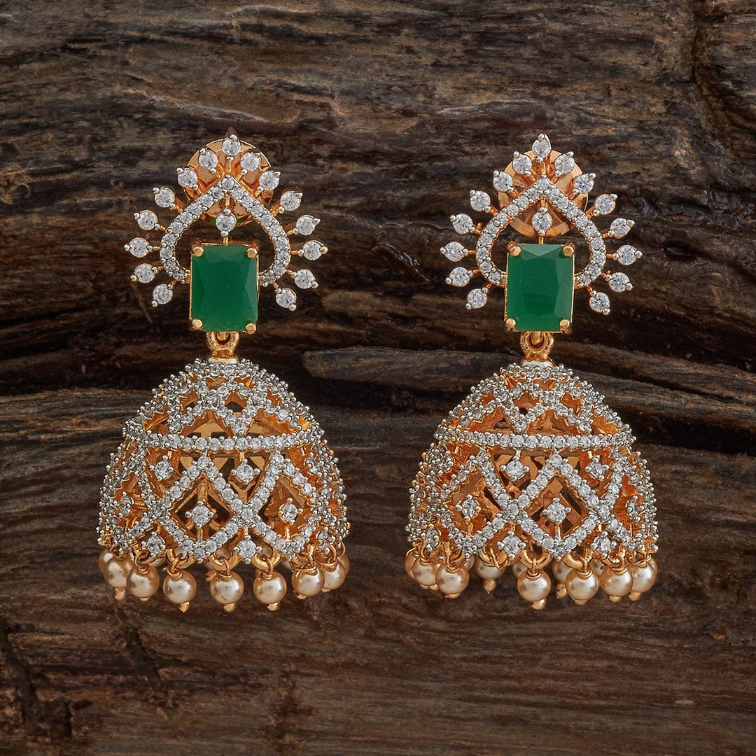 Cubic zirconia jhumka with Dangling Beads