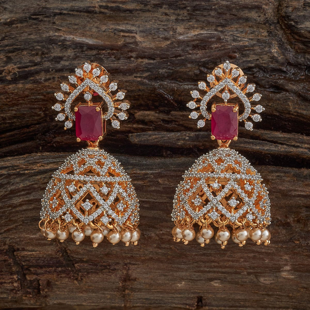 Cubic zirconia jhumka with Dangling Beads