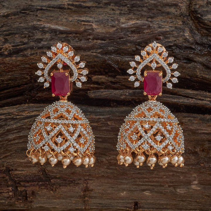 Cubic zirconia jhumka with Dangling Beads