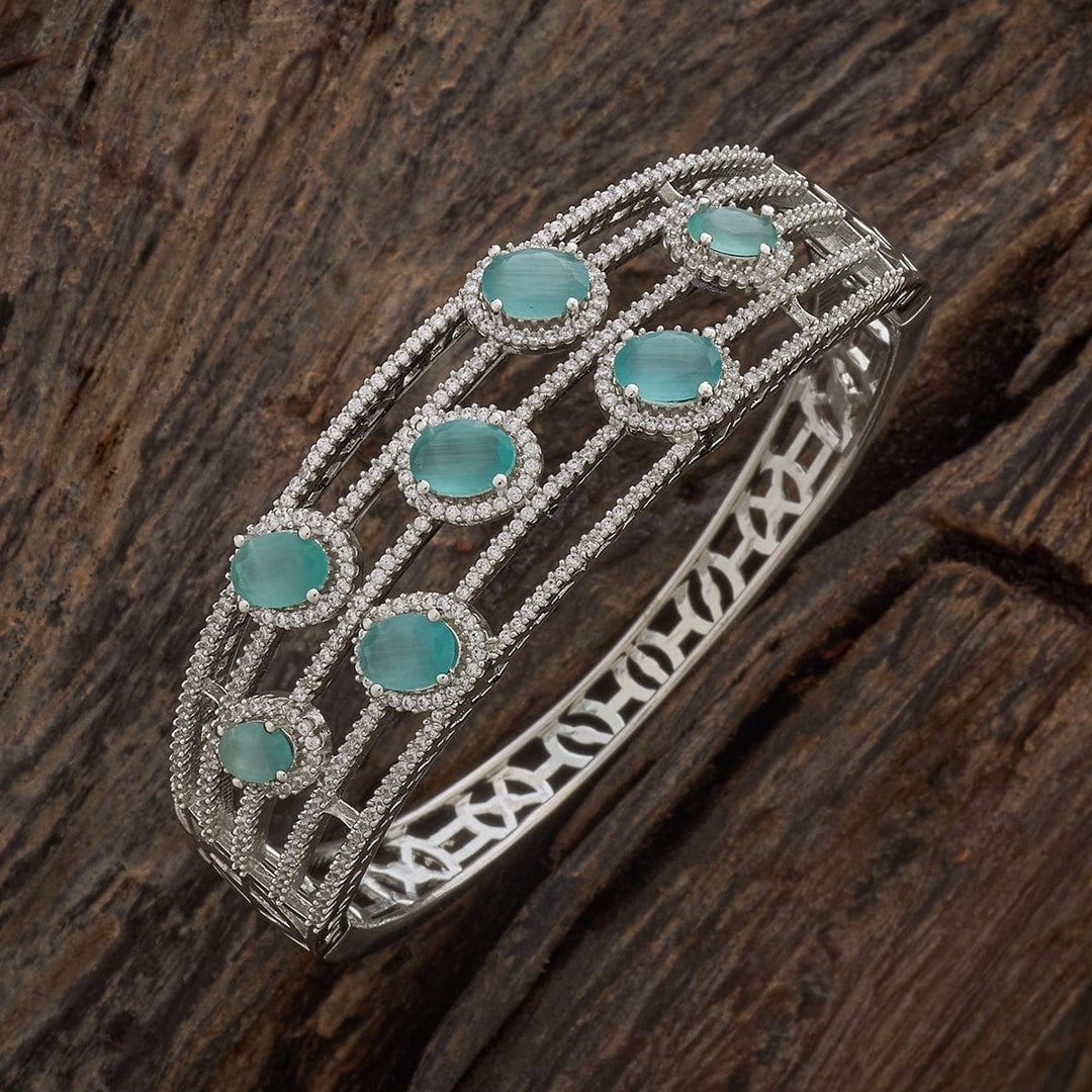 Rodium Polished CZ And Stone Embellished Adjustable kadaa - Single Piece