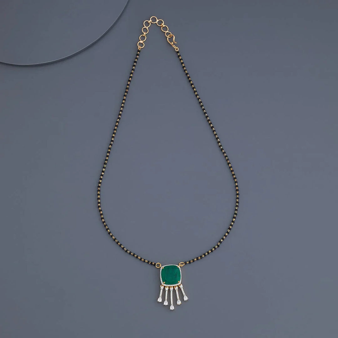 Elegant Rodium Finish Mangalsutra with Contemporary Design and CZ Pendant