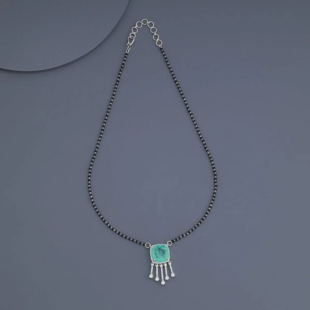 Elegant Rodium Finish Mangalsutra with Contemporary Design and CZ Pendant