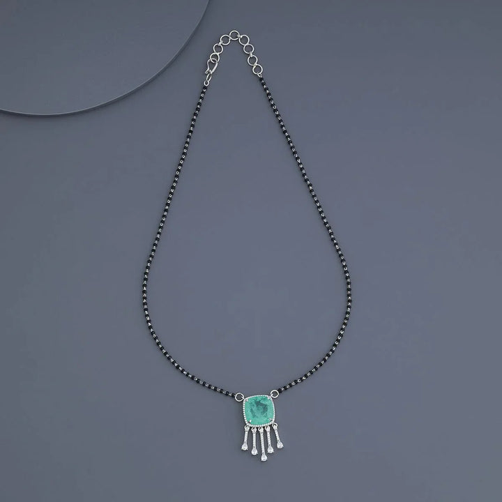 Elegant Rodium Finish Mangalsutra with Contemporary Design and CZ Pendant