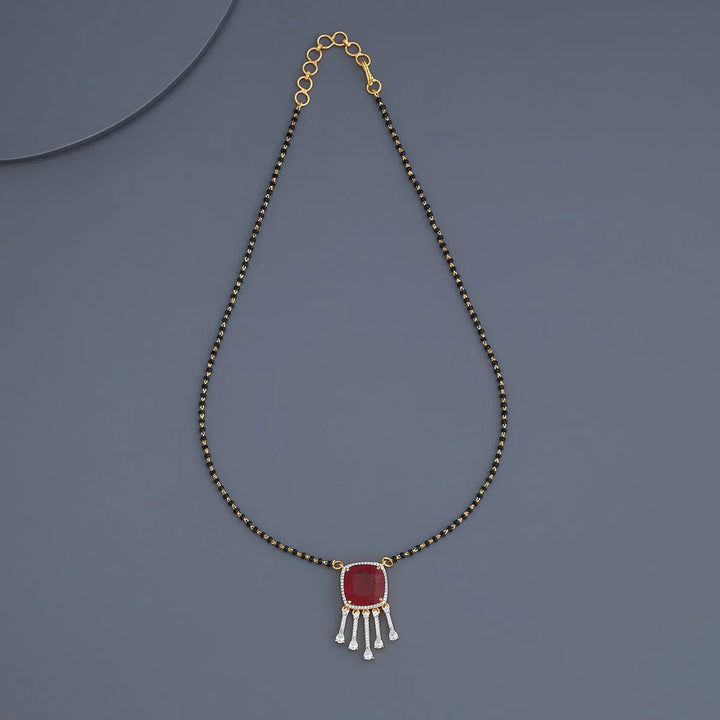 Elegant Rodium Finish Mangalsutra with Contemporary Design and CZ Pendant