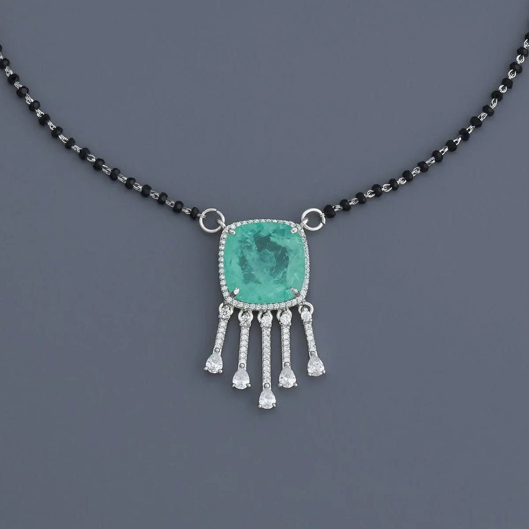 Elegant Rodium Finish Mangalsutra with Contemporary Design and CZ Pendant