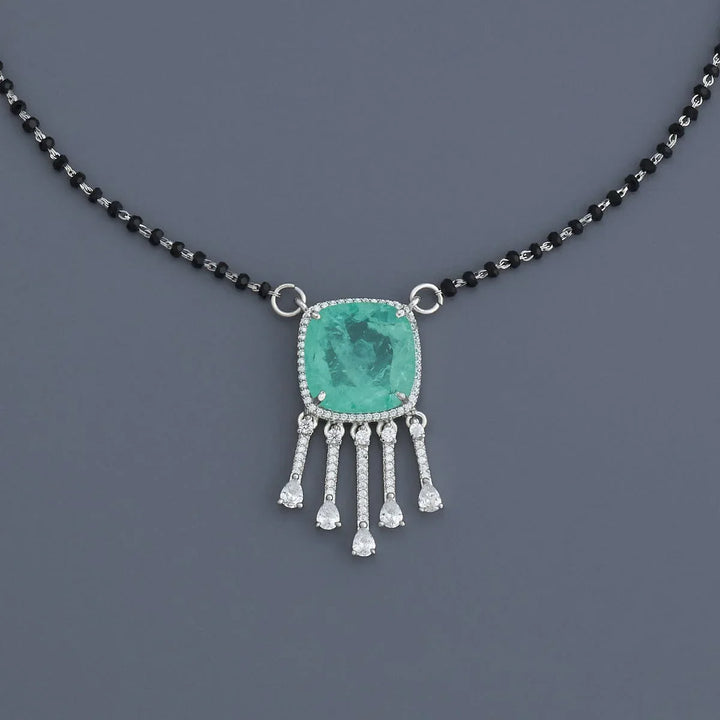 Elegant Rodium Finish Mangalsutra with Contemporary Design and CZ Pendant
