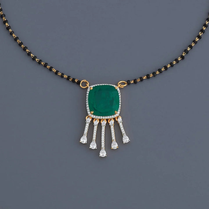 Elegant Rodium Finish Mangalsutra with Contemporary Design and CZ Pendant
