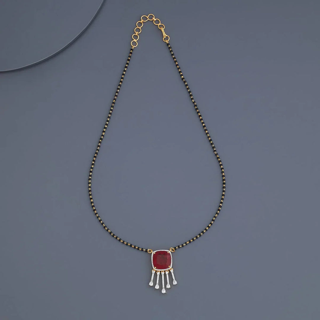 Elegant Rodium Finish Mangalsutra with Contemporary Design and CZ Pendant