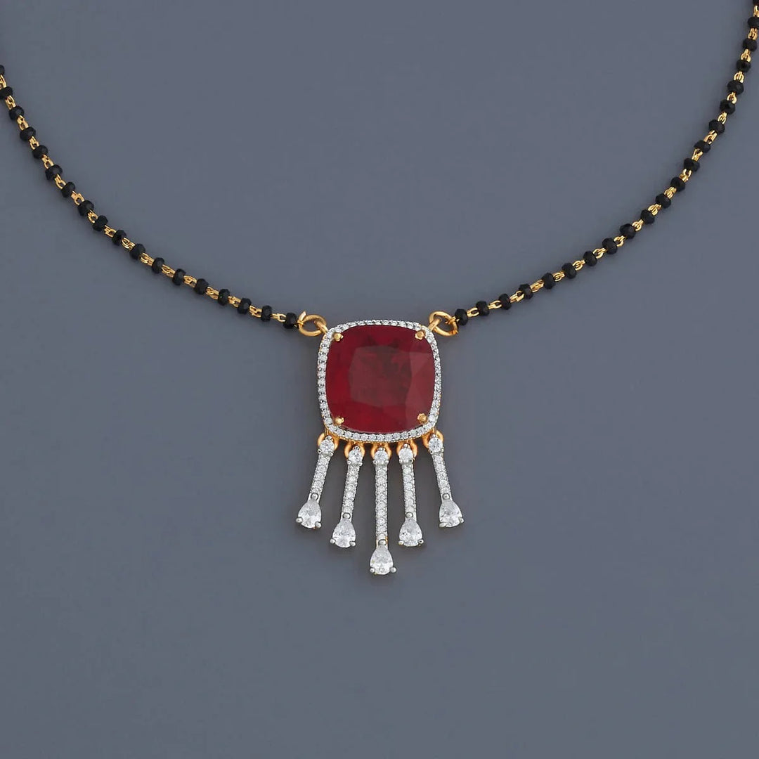 Elegant Rodium Finish Mangalsutra with Contemporary Design and CZ Pendant