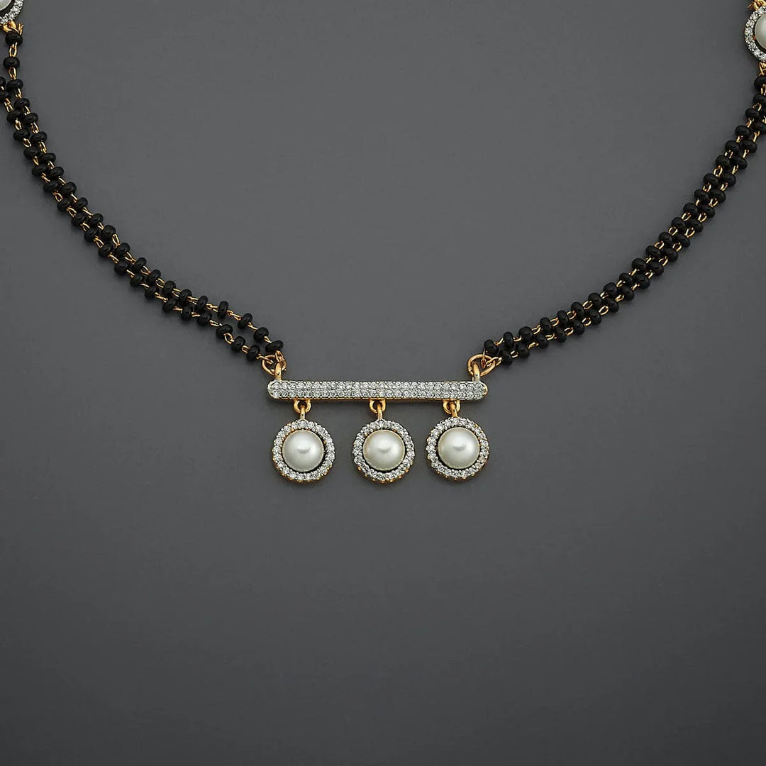 Elegant Double-Strand Mangalsutra with Sparkling Zircon and Pearl Accents