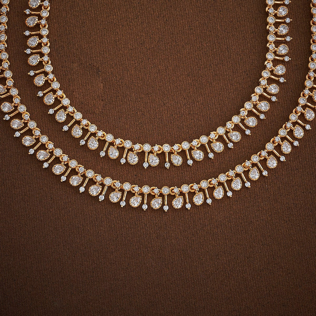 Tear Drop  Design CZ Stone Anklet Pair
