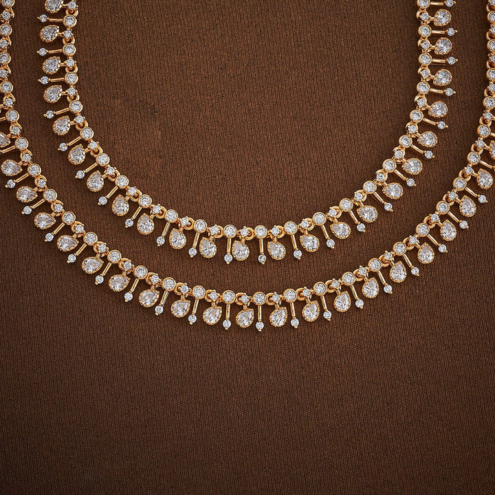 Tear Drop  Design CZ Stone Anklet Pair