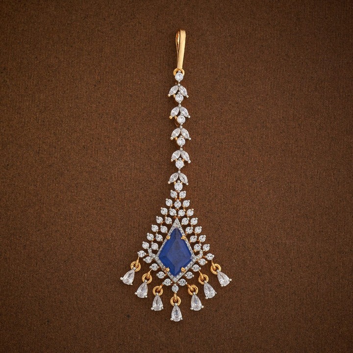 Handcrafted Tikka embellished with synthetic stones in White and Lavender