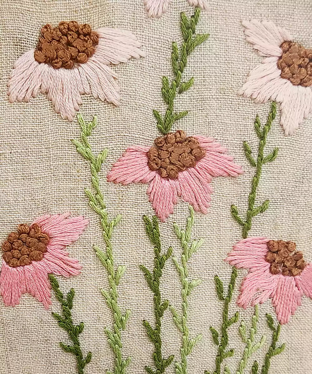 Floral Chorus Hand Embroidered Wall Hanging | Wooden Framed Wall Art | SHOBITAM
